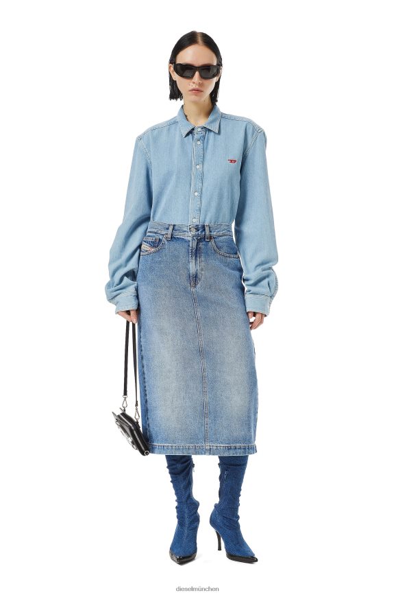 Diesel De-Ronny Bleistiftrock Bekleidung Mittelblau Frauen H0VDZ1015