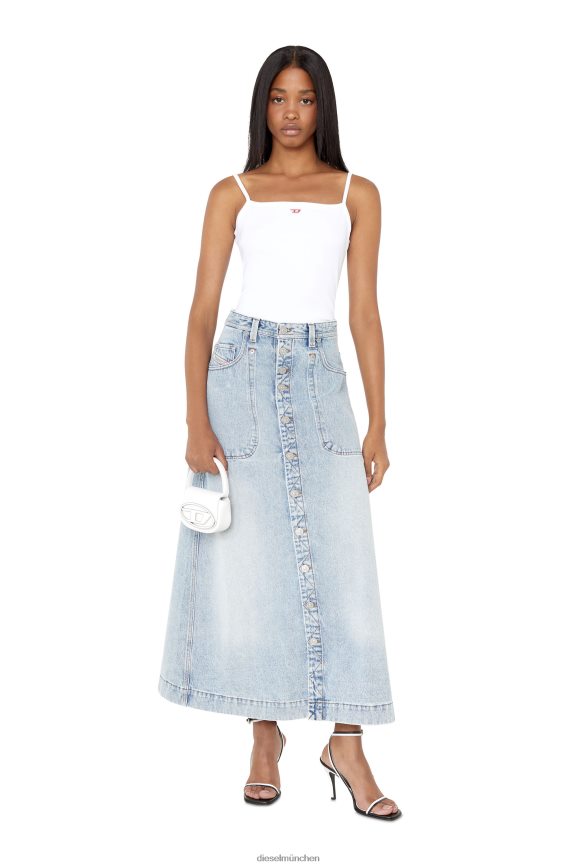 Diesel de-albus-l langer Rock in A-Linie Bekleidung hellblau Frauen H0VDZ1041