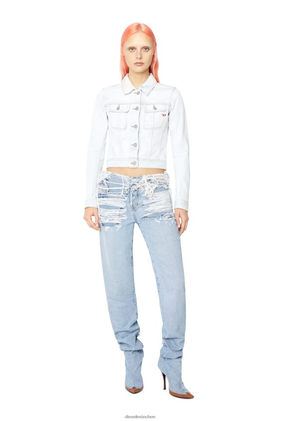 Diesel entschlankende Trucker-Jacke Bekleidung hellblau Frauen H0VDZ773