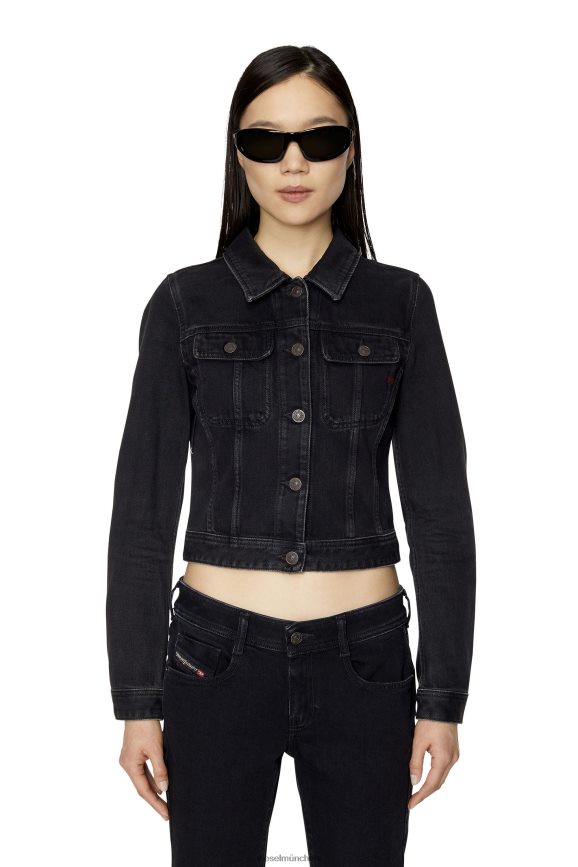 Diesel entschlankende Trucker-Jacke Bekleidung schwarz/dunkelgrau Frauen H0VDZ772