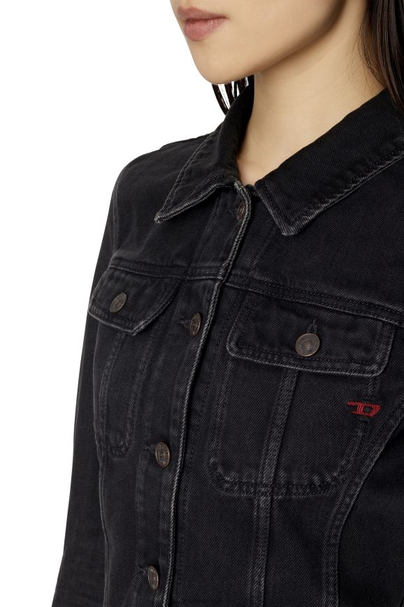 Diesel entschlankende Trucker-Jacke Bekleidung schwarz/dunkelgrau Frauen H0VDZ772