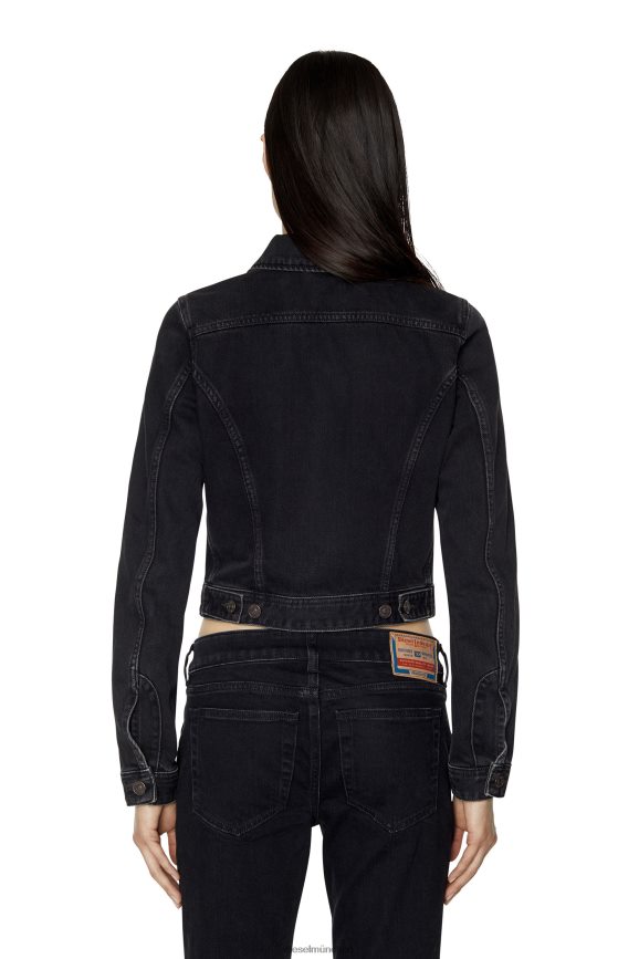 Diesel entschlankende Trucker-Jacke Bekleidung schwarz/dunkelgrau Frauen H0VDZ772