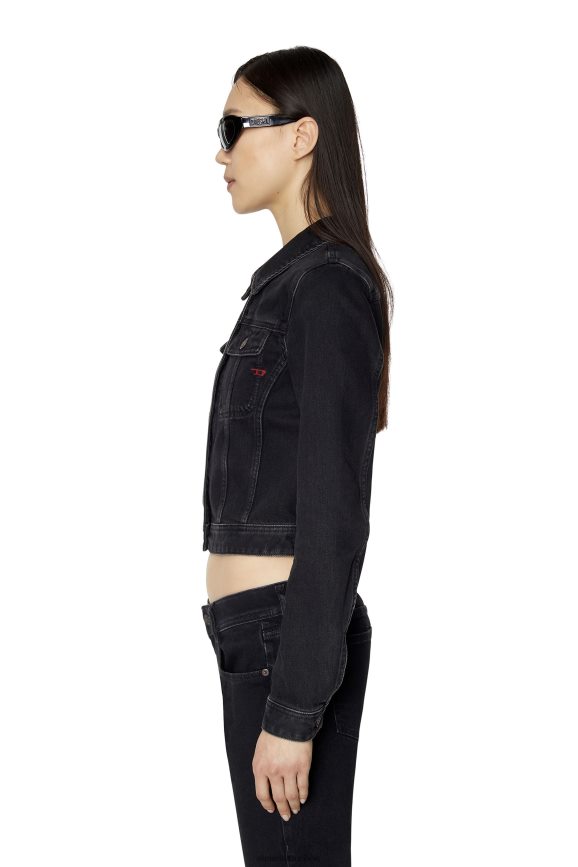 Diesel entschlankende Trucker-Jacke Bekleidung schwarz/dunkelgrau Frauen H0VDZ772