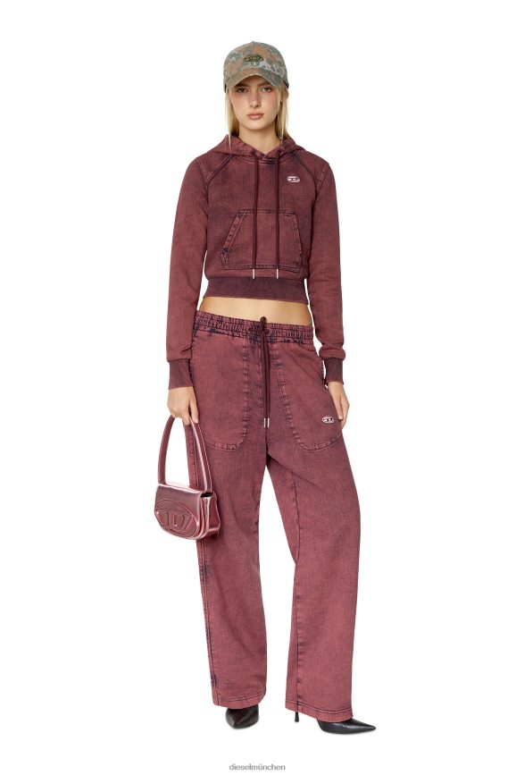 Diesel D-angy Track-Denim-Kapuzenpullover Bekleidung Rot Frauen H0VDZ902