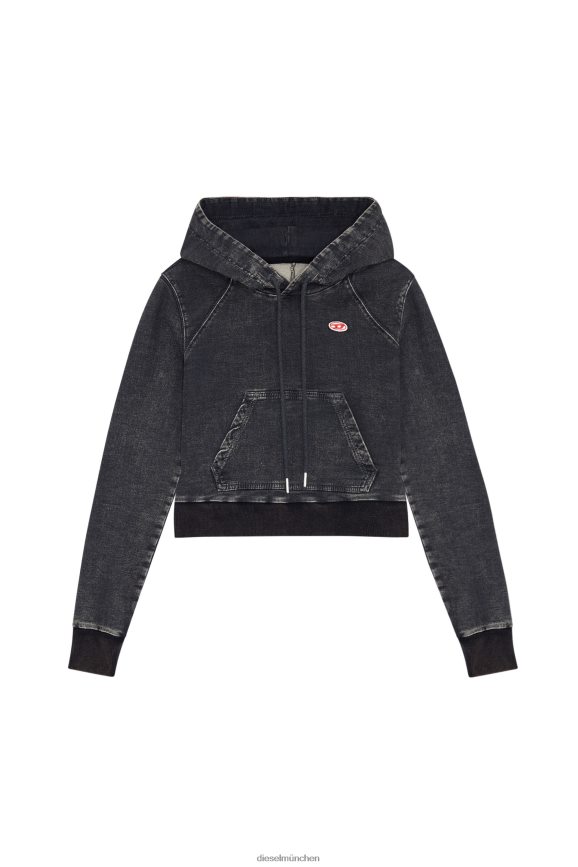 Diesel D-angy Track-Denim-Kapuzenpullover Bekleidung schwarz/dunkelgrau Frauen H0VDZ898