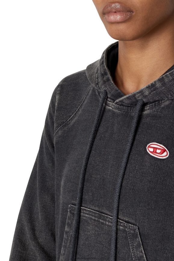 Diesel D-angy Track-Denim-Kapuzenpullover Bekleidung schwarz/dunkelgrau Frauen H0VDZ898