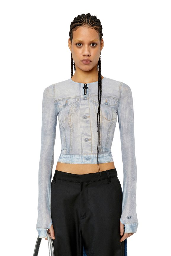 Diesel t-clau-g2 Bekleidung hellgrau Frauen H0VDZ933