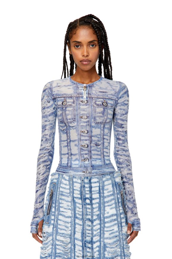 Diesel t-clauzi-h2 Bekleidung Blau Weiss Frauen H0VDZ955