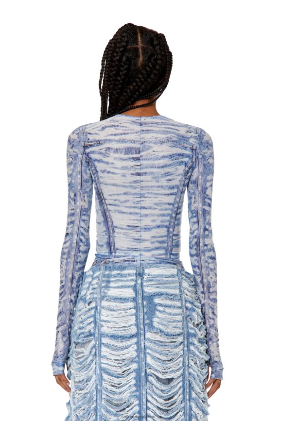 Diesel t-clauzi-h2 Bekleidung Blau Weiss Frauen H0VDZ955