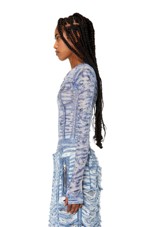 Diesel t-clauzi-h2 Bekleidung Blau Weiss Frauen H0VDZ955
