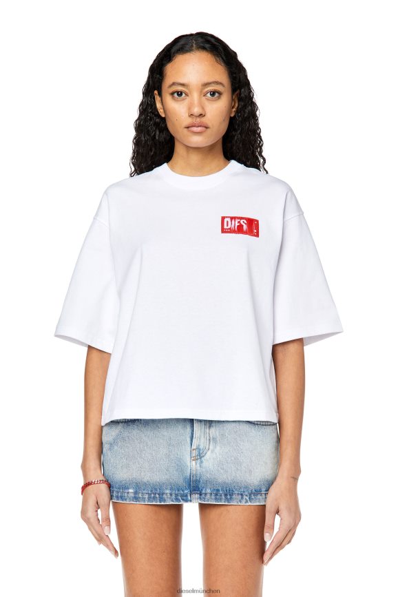 Diesel t-rowylabel Bekleidung Weiss Frauen H0VDZ922