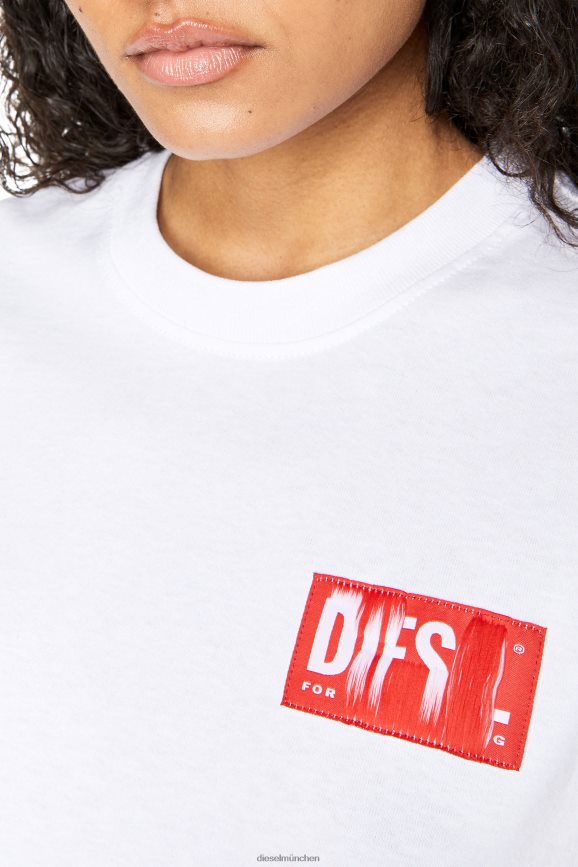 Diesel t-rowylabel Bekleidung Weiss Frauen H0VDZ922