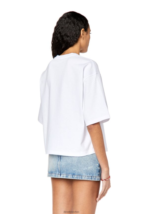 Diesel t-rowylabel Bekleidung Weiss Frauen H0VDZ922
