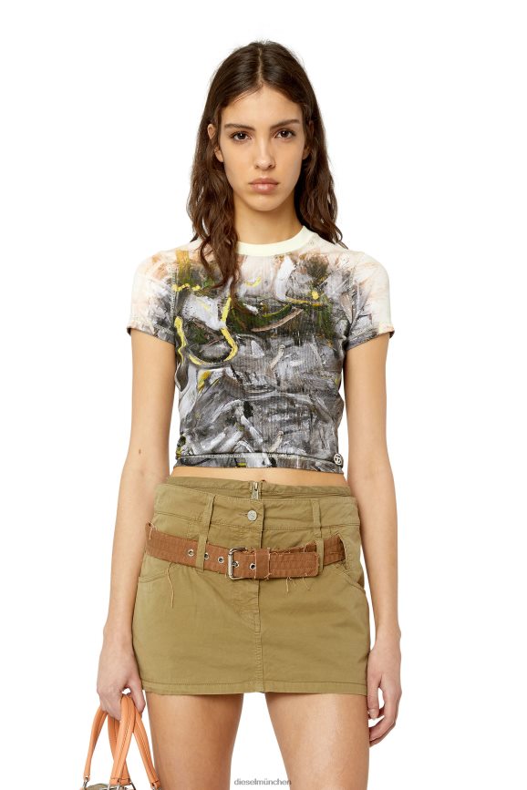 Diesel t-skinzy-g1 Bekleidung grau weiß Frauen H0VDZ940