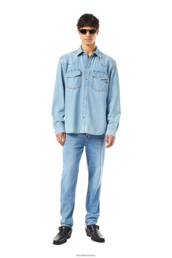 Diesel D-Ocean-Westernhemd Bekleidung Mittelblau Männer H0VDZ332
