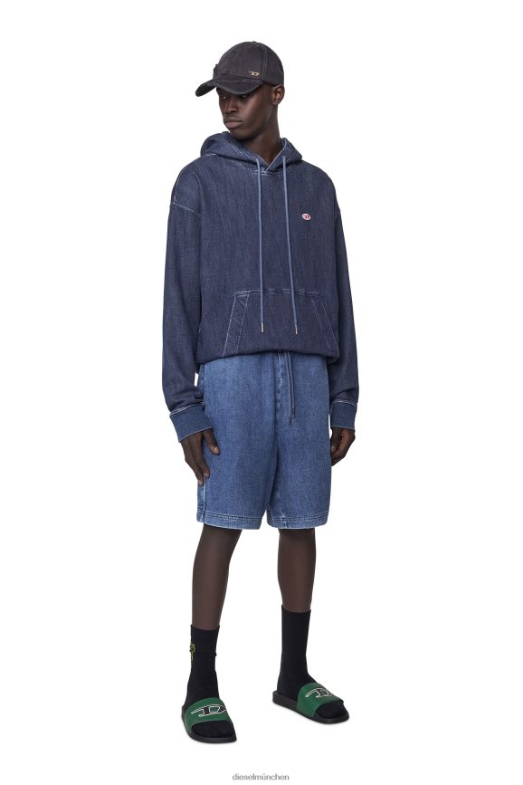 Diesel D-Boxy-Track-Denim-Shorts Bekleidung Mittelblau Männer H0VDZ402