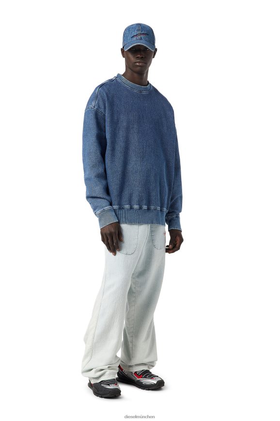 Diesel D-Krib Track Denim-Sweatshirt Bekleidung Mittelblau Männer H0VDZ152