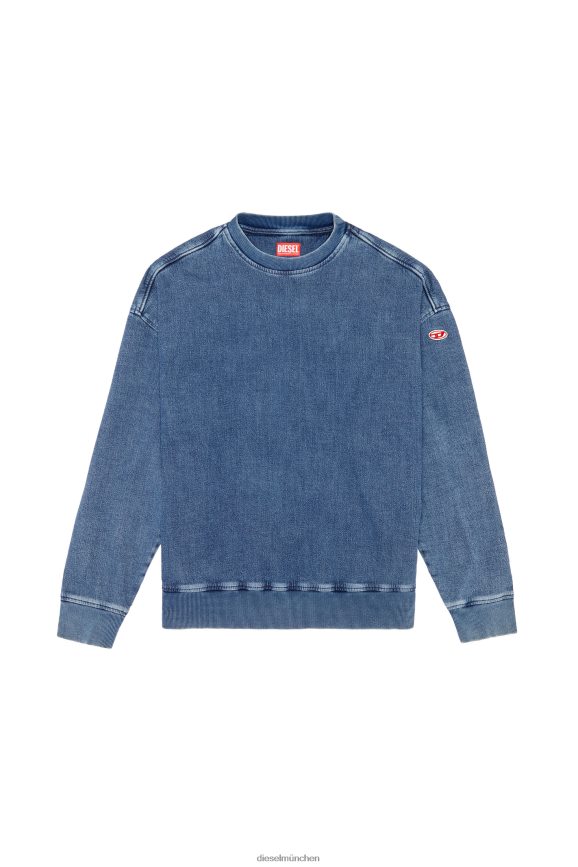 Diesel D-Krib Track Denim-Sweatshirt Bekleidung Mittelblau Männer H0VDZ152