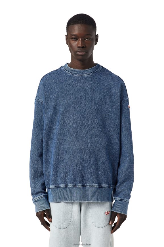 Diesel D-Krib Track Denim-Sweatshirt Bekleidung Mittelblau Männer H0VDZ152