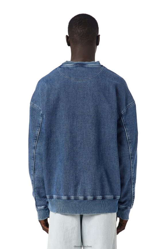 Diesel D-Krib Track Denim-Sweatshirt Bekleidung Mittelblau Männer H0VDZ152