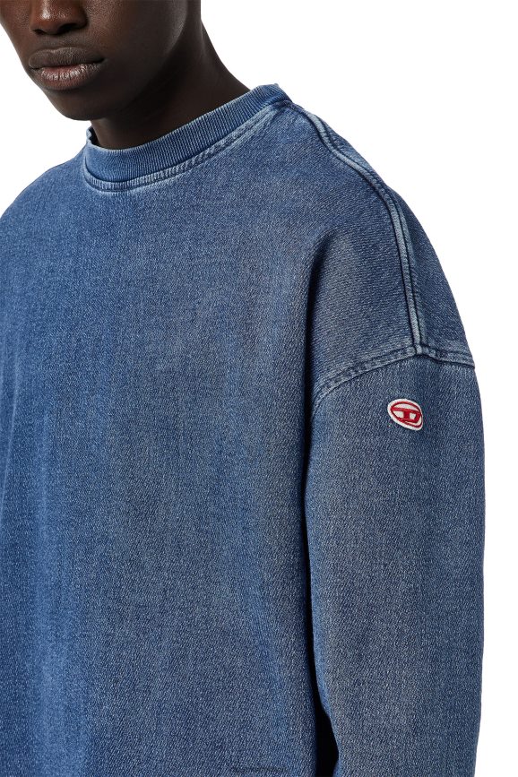 Diesel D-Krib Track Denim-Sweatshirt Bekleidung Mittelblau Männer H0VDZ152