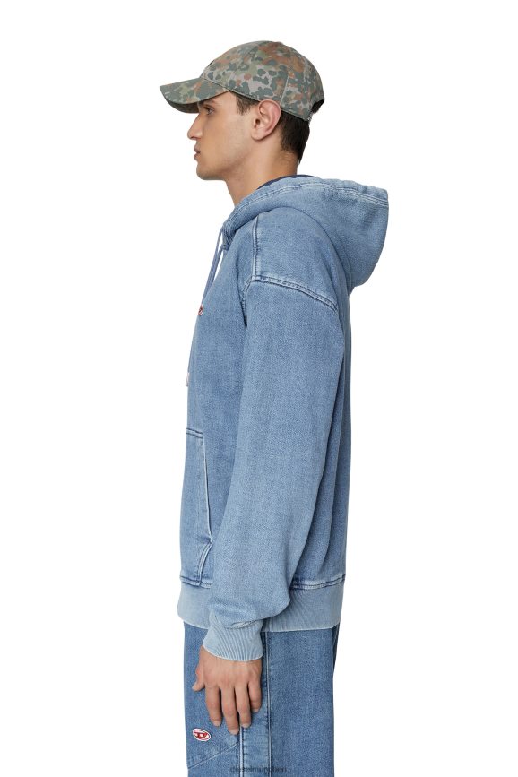 Diesel D-um-Rib-Hoodie aus Track-Denim Bekleidung hellblau Männer H0VDZ150