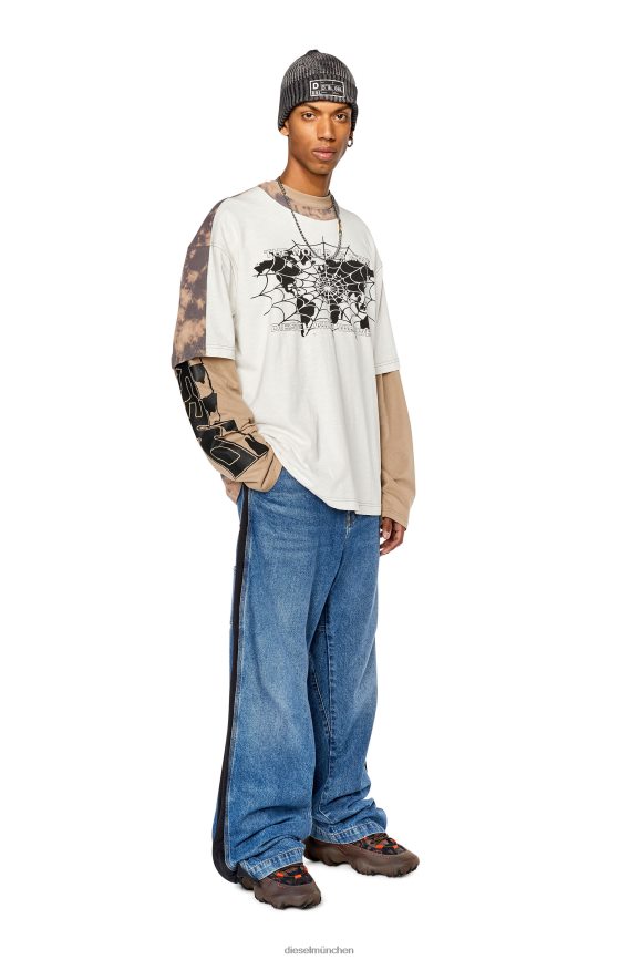 Diesel t-washbicol Bekleidung rosa/weiß Männer H0VDZ268