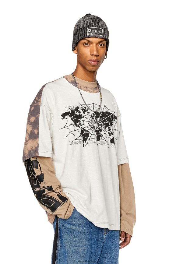 Diesel t-washbicol Bekleidung rosa/weiß Männer H0VDZ268